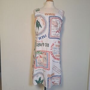 Spighe De Lino Italy Linen Blend Post Card Travel Dress Size XL